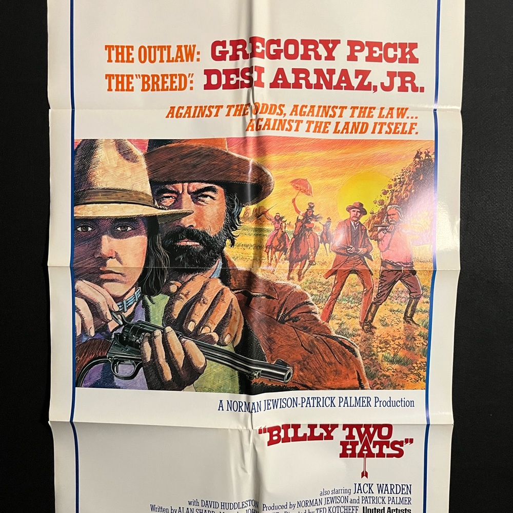 Billy Two Hats 1974 One Sheet Movie Poster Gregory Peck Western Cowboy Country
